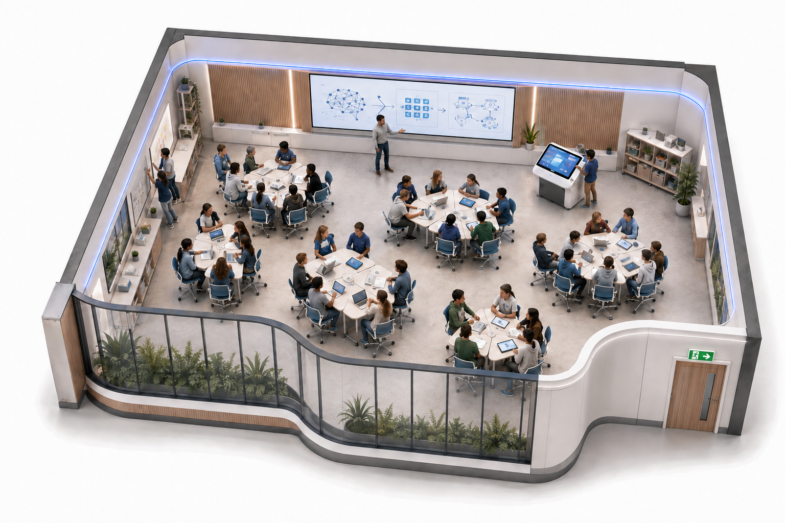 Lernforum mit digitalen Gruppenarbeitsplätzen